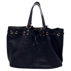 Yves Saint Laurent Schwarz Silber Leder Wendbare Doppel Sac Y Tragetasche