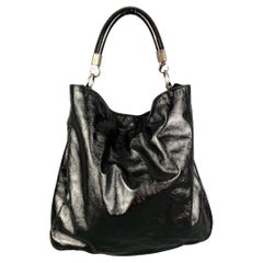 YVES SAINT LAURENT Black Silver Patent Leather Bag Handbag