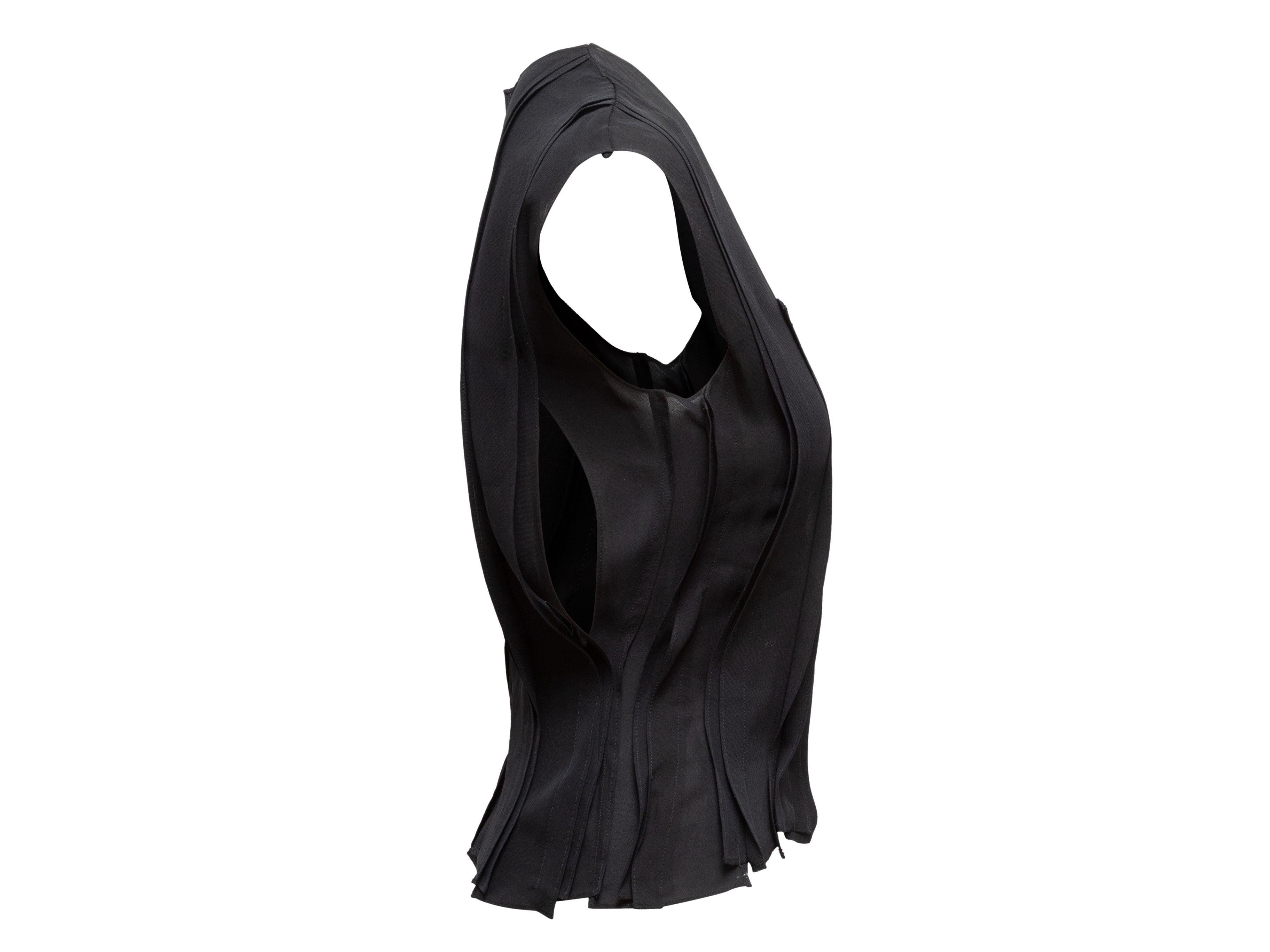 Yves Saint Laurent Black Sleeveless Pleated Silk Top 1