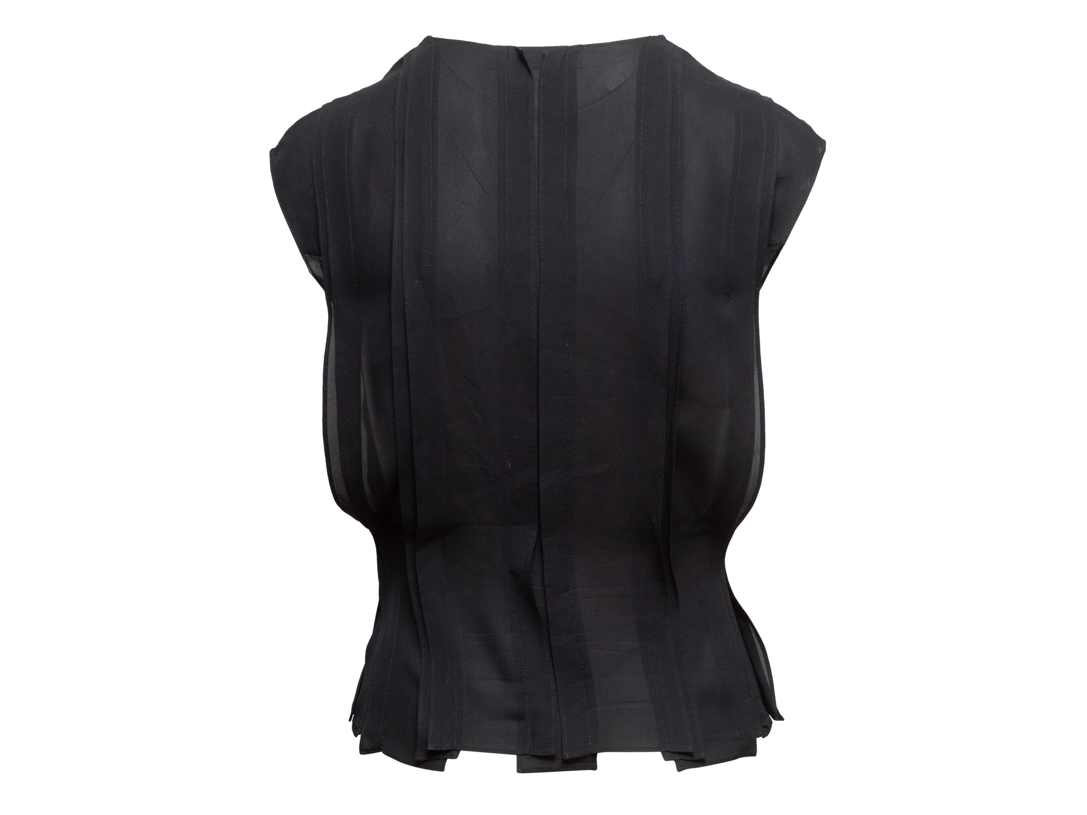 Yves Saint Laurent Black Sleeveless Pleated Silk Top 2