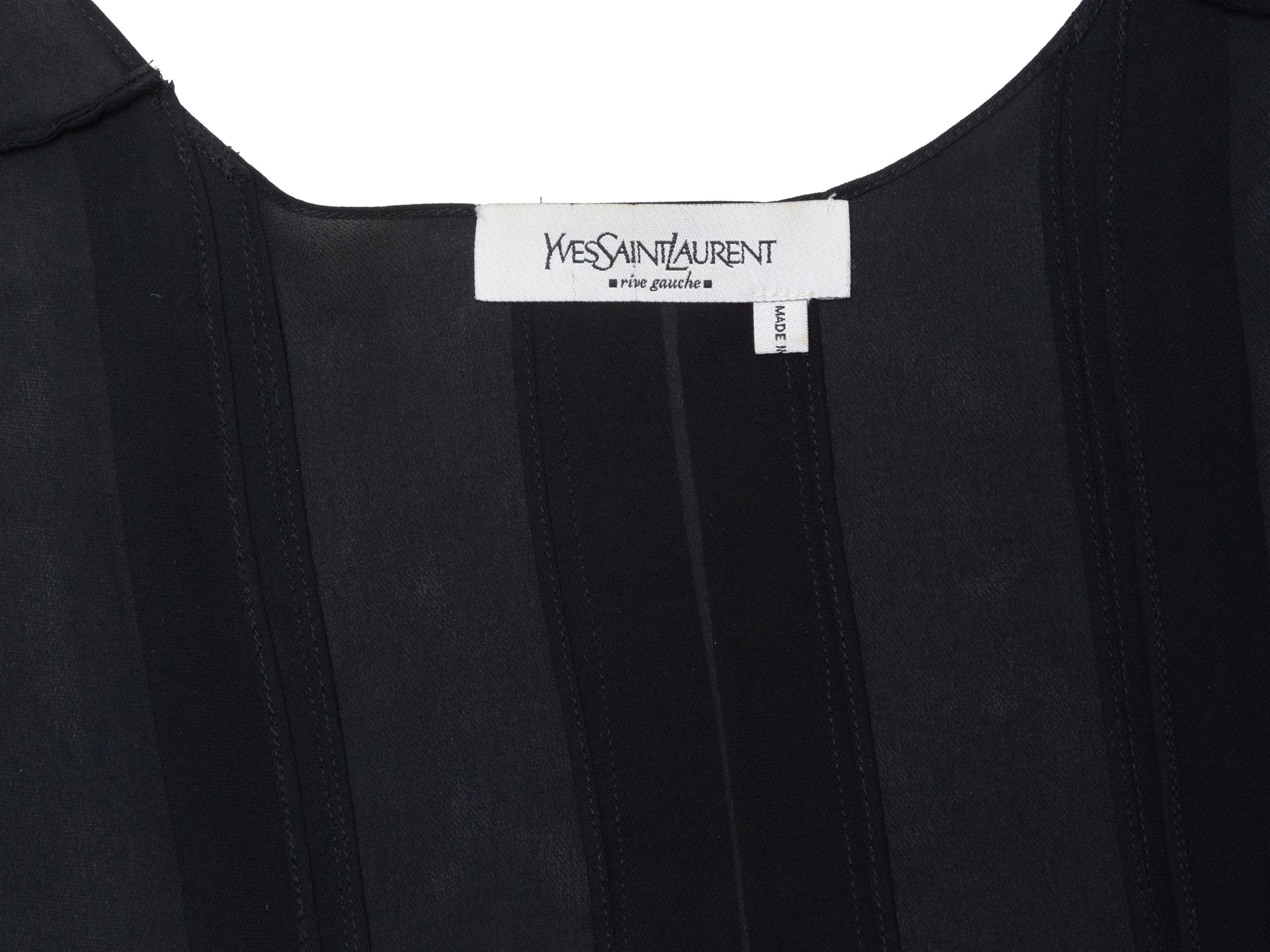 Yves Saint Laurent Black Sleeveless Pleated Silk Top 3