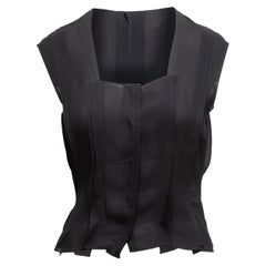 Yves Saint Laurent Black Sleeveless Pleated Silk Top