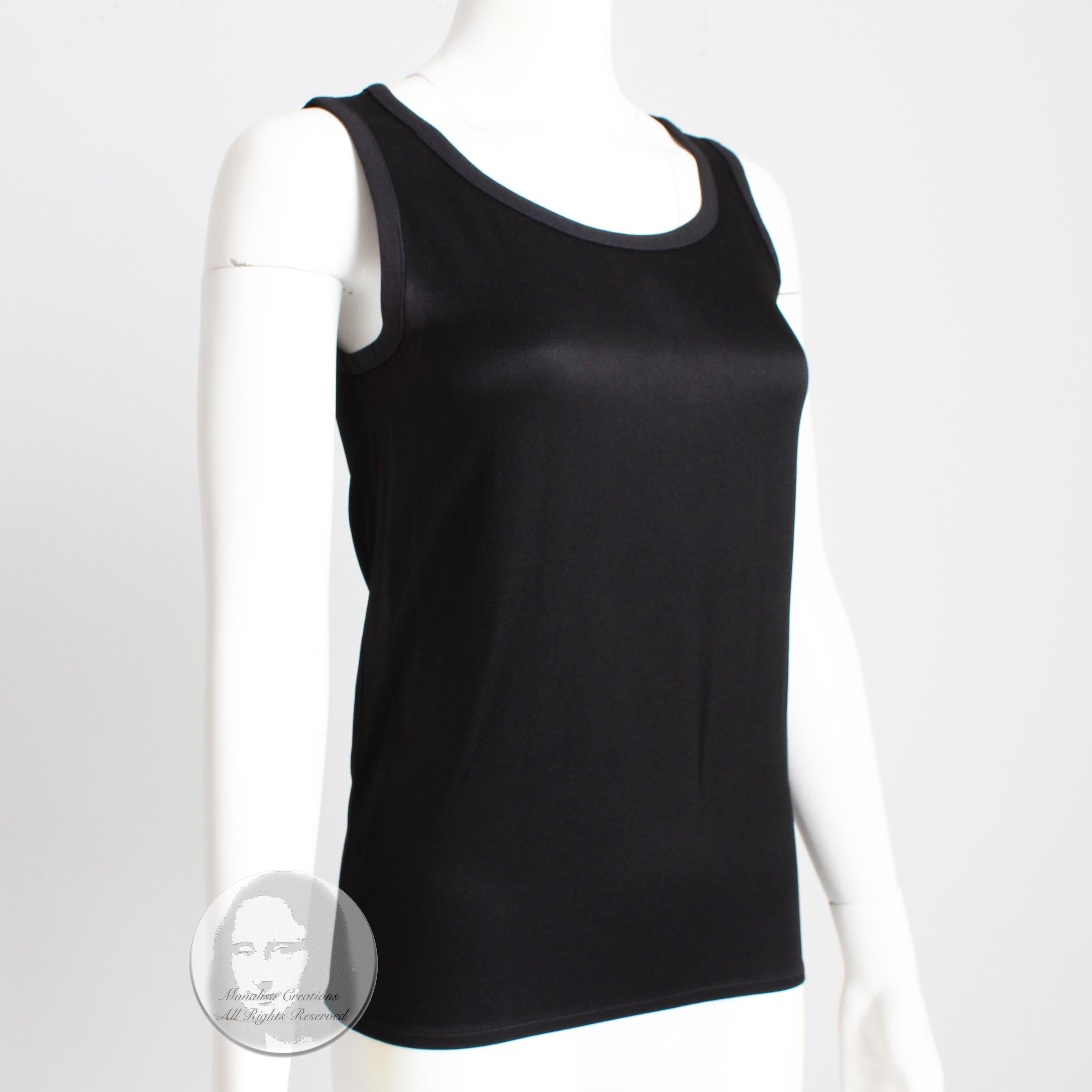 Yves Saint Laurent Black Sleeveless Top Tank Style Satin Vintage 90s Size 34 In Good Condition For Sale In Port Saint Lucie, FL