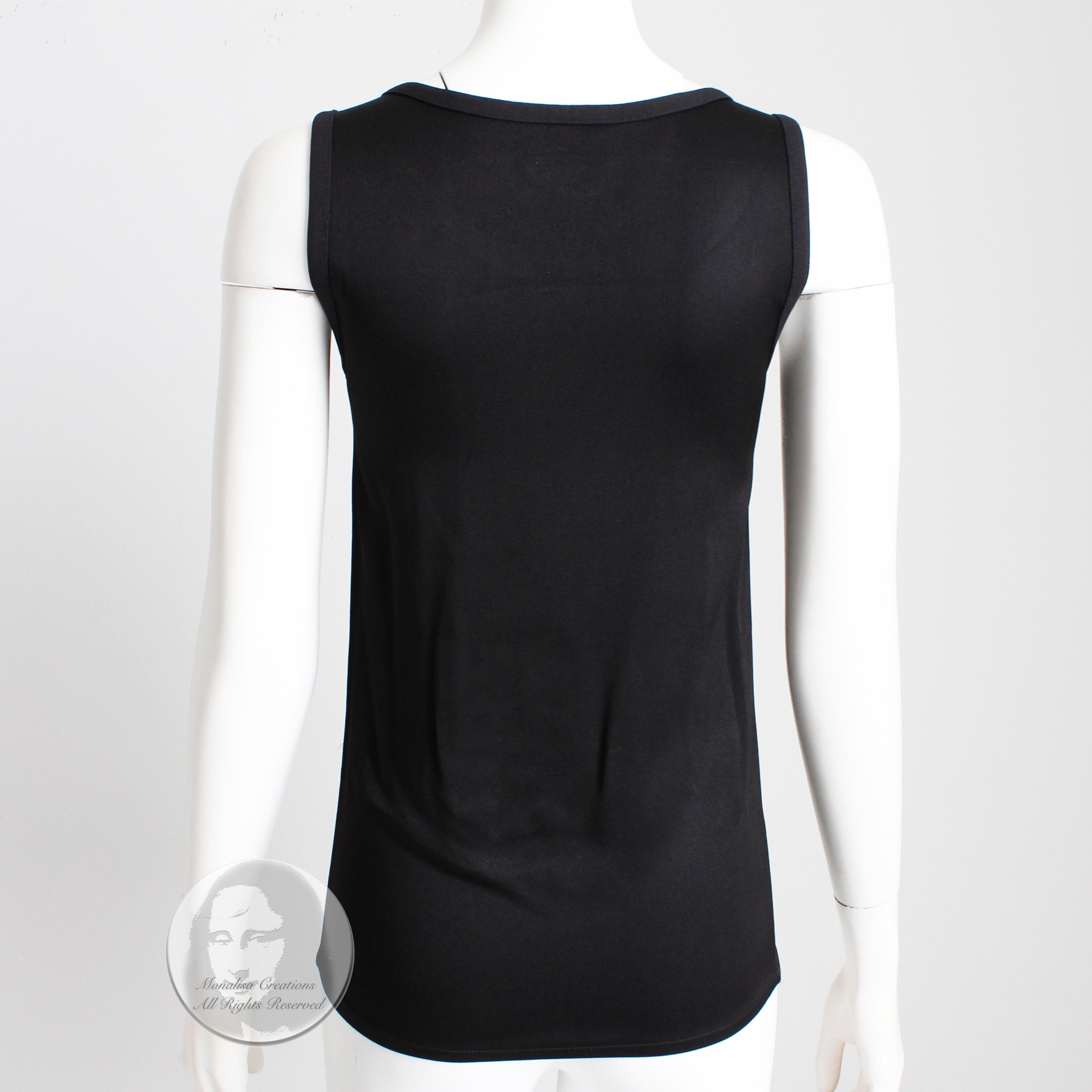 Women's Yves Saint Laurent Black Sleeveless Top Tank Style Satin Vintage 90s Size 34 For Sale
