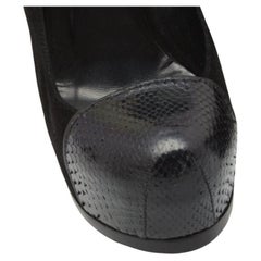 Yves Saint Laurent Noir  Escarpins Tribtoo en peau de serpent et daim Taille 37.5