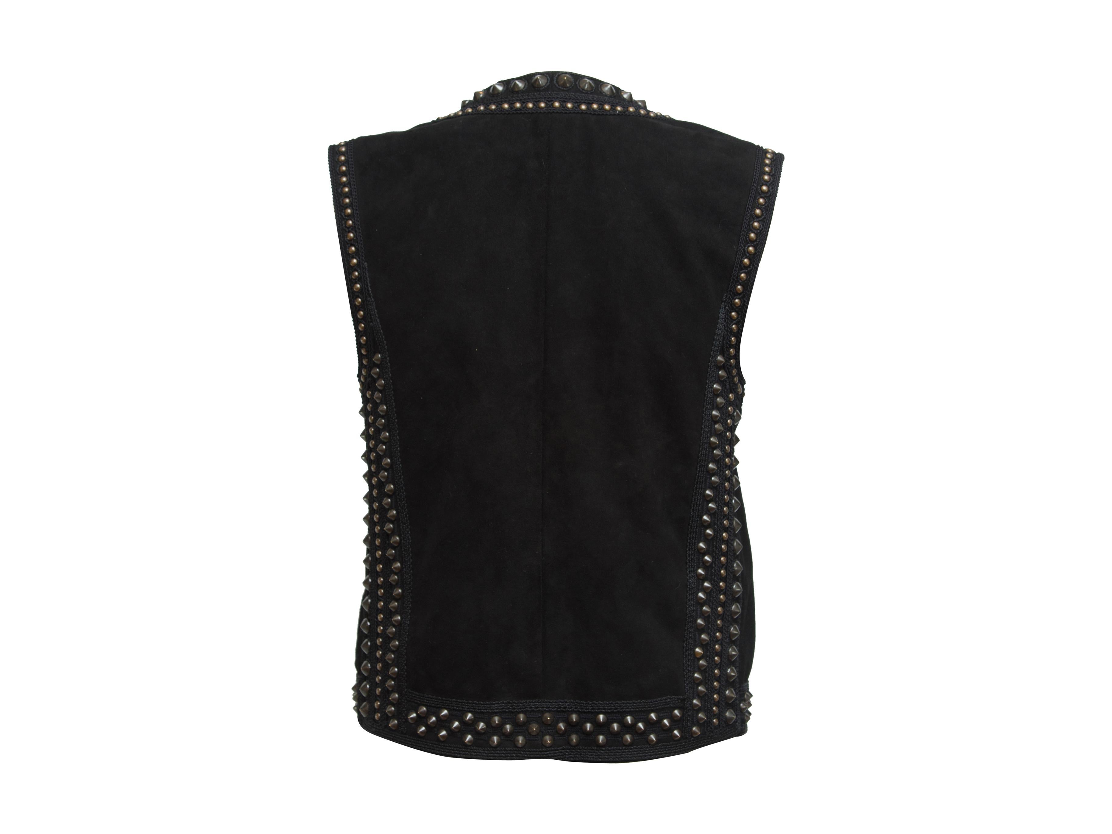 Women's Yves Saint Laurent Black SS 2015 Studded Suede Vest