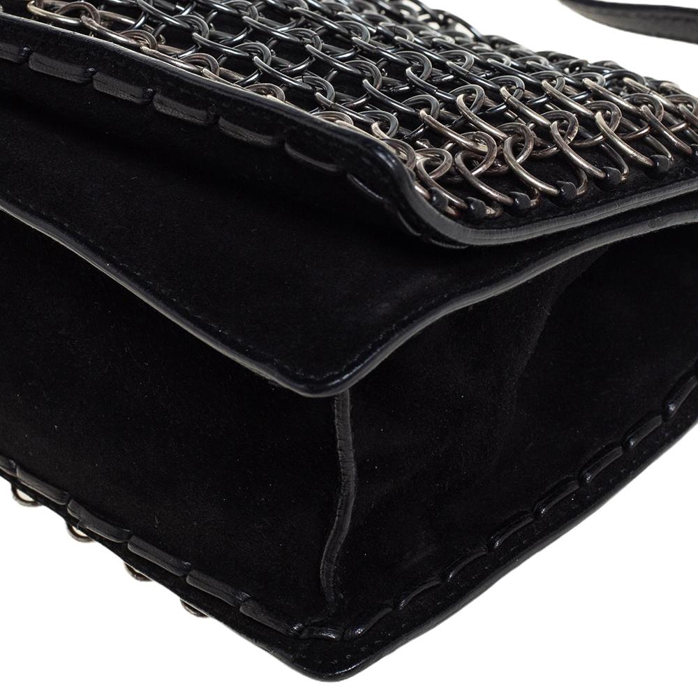 Yves Saint Laurent Black Suede and Leather Chain Link Flap Shoulder Bag 5
