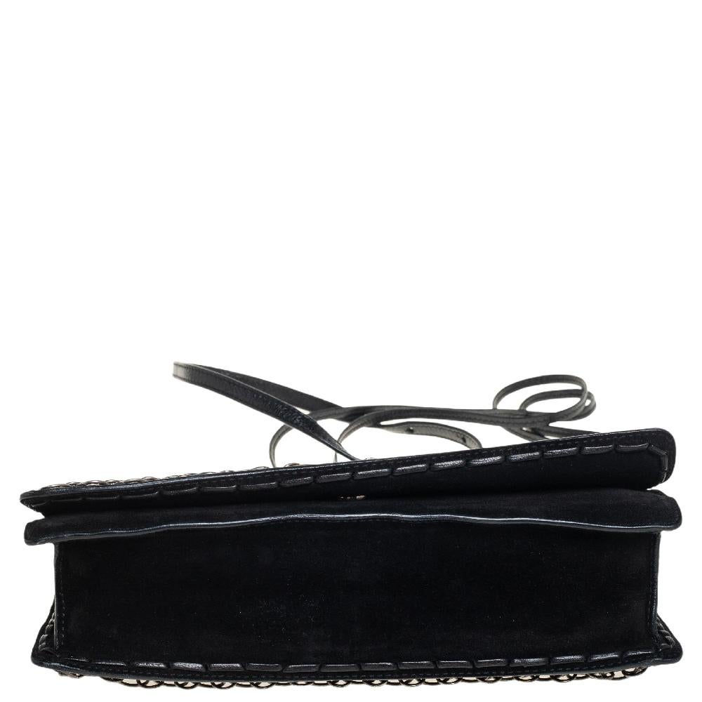 Yves Saint Laurent Black Suede and Leather Chain Link Flap Shoulder Bag 6