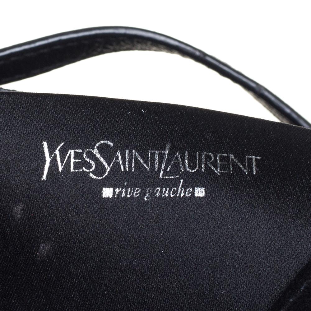 Women's Yves Saint Laurent Black Suede and Leather Chain Link Flap Shoulder Bag