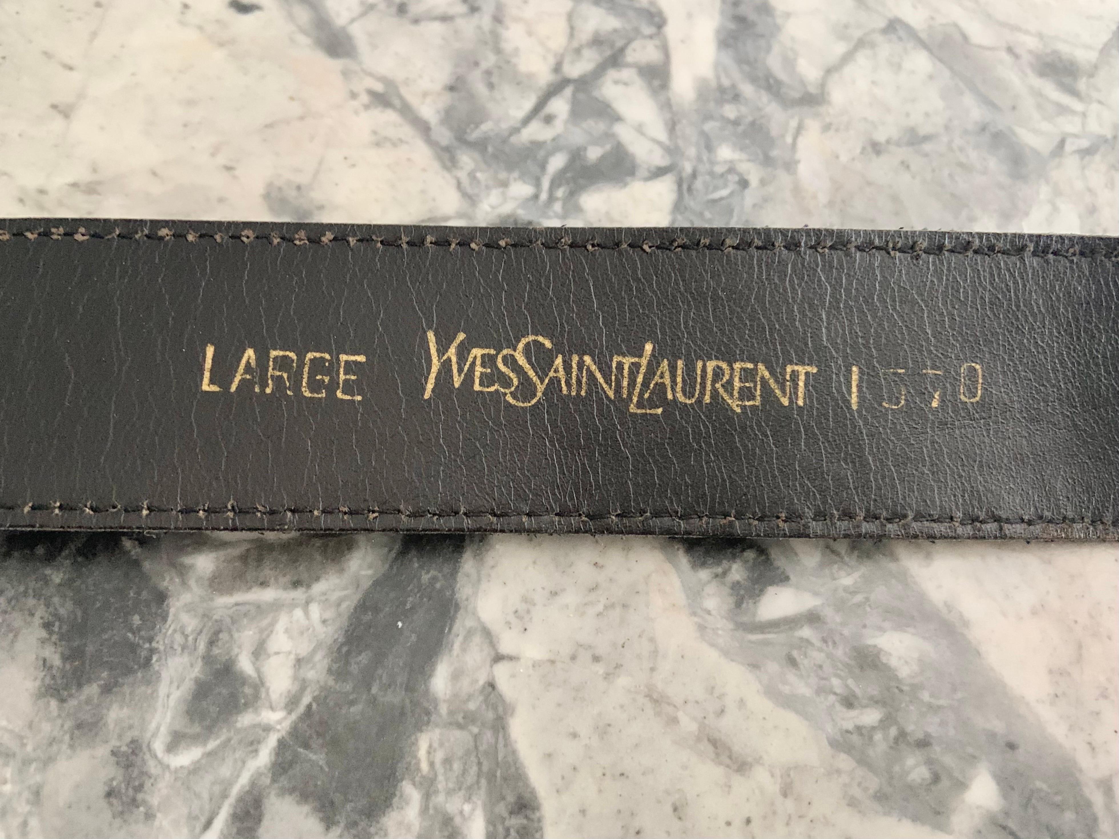 Yves Saint Laurent Black Suede Belt with a Hammered Metal and Suede Buckle 2