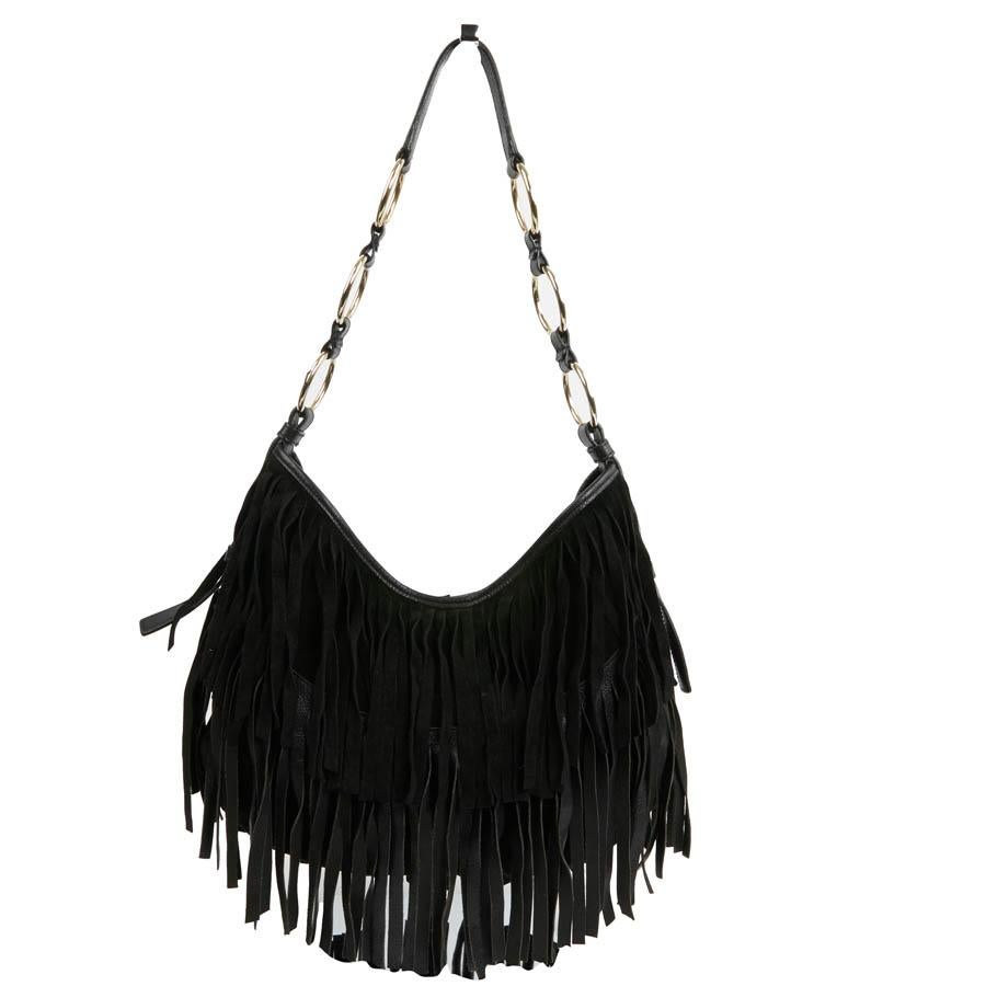 Buy Black Leather Fringe Crossbody Shoulder Bag Purse Online in India - Etsy