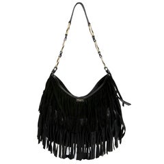 Yves Saint Laurent Black Suede Fringe Bag