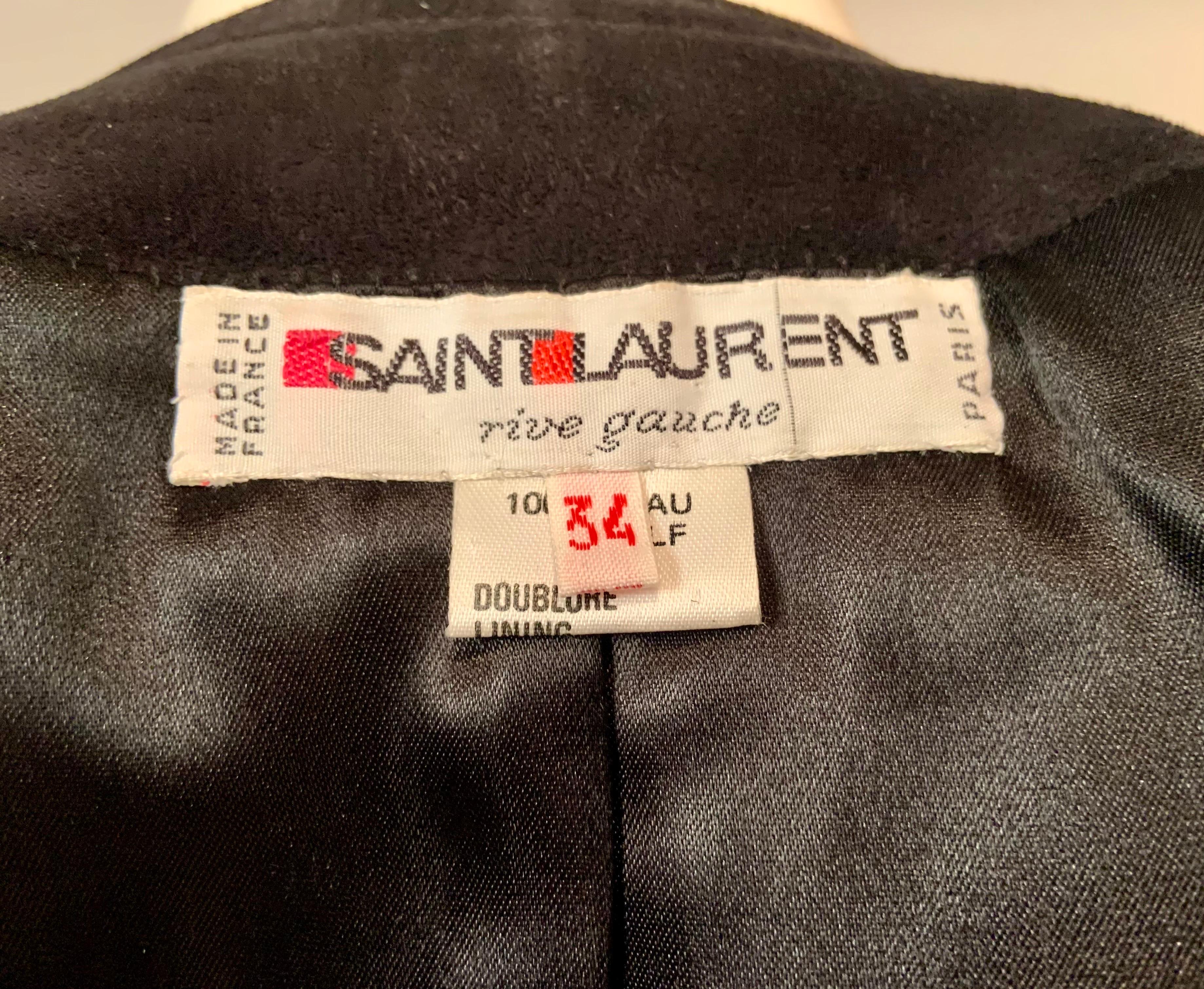 Yves Saint Laurent Black Suede Jacket with Gold Leather Trim For Sale 8