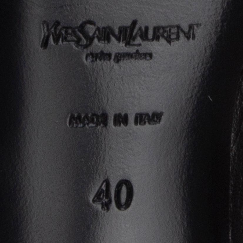 Women's YVES SAINT LAURENT black suede & leather PLATFORM Boots Shoes 40 For Sale