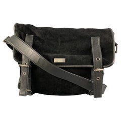 YVES SAINT LAURENT Black Suede Leather Satchel Shoulder Bag