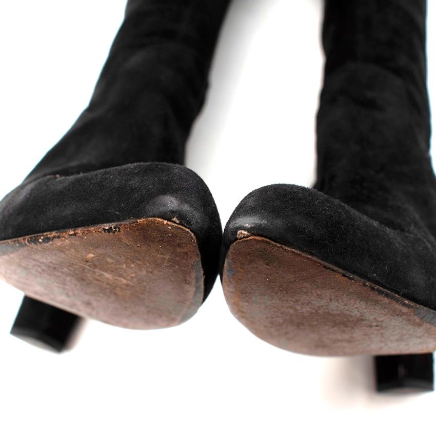 Yves Saint Laurent Black Suede Over the Knee Boots For Sale 1