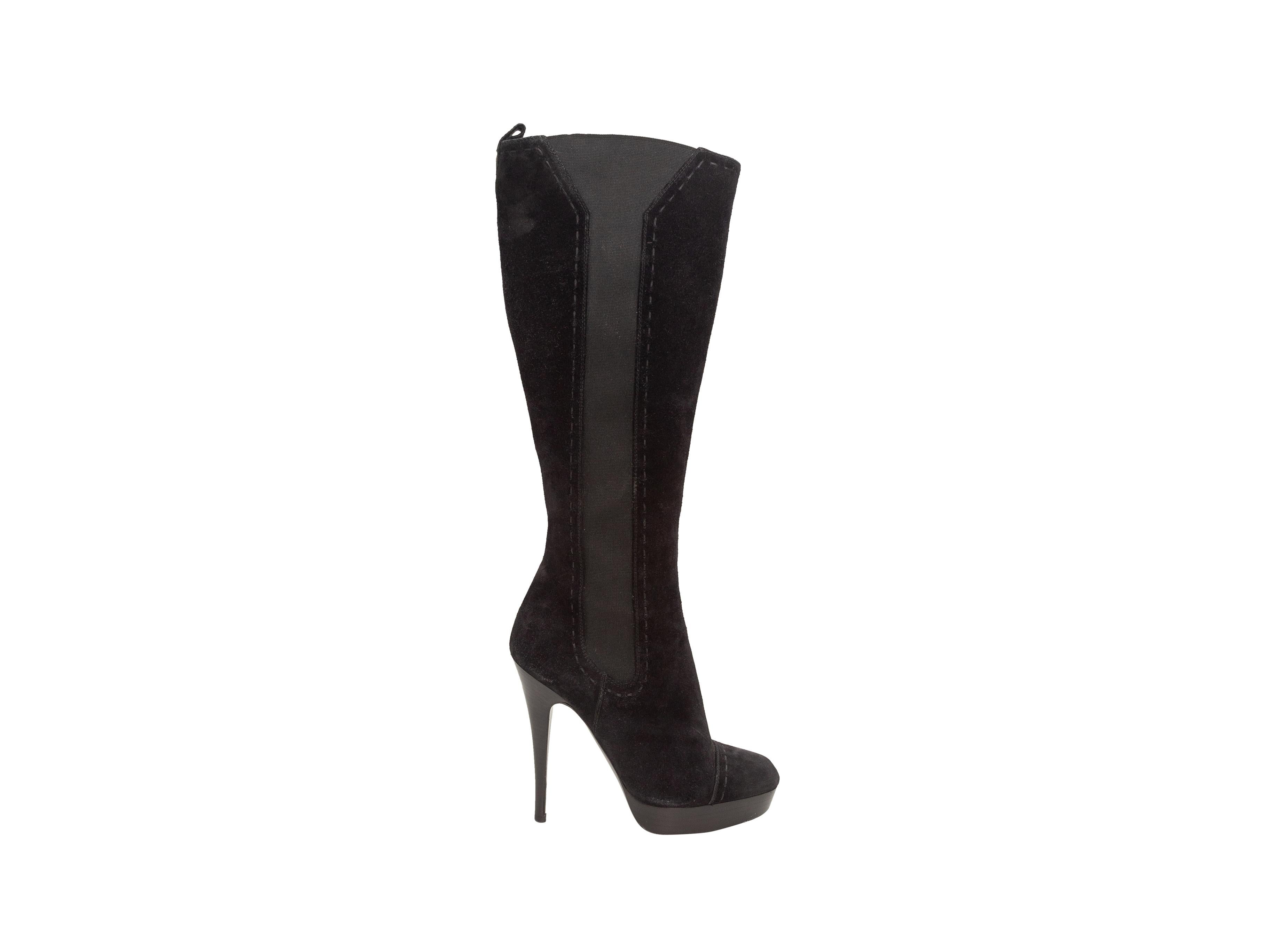 Women's Yves Saint Laurent Black Suede Platform Boots