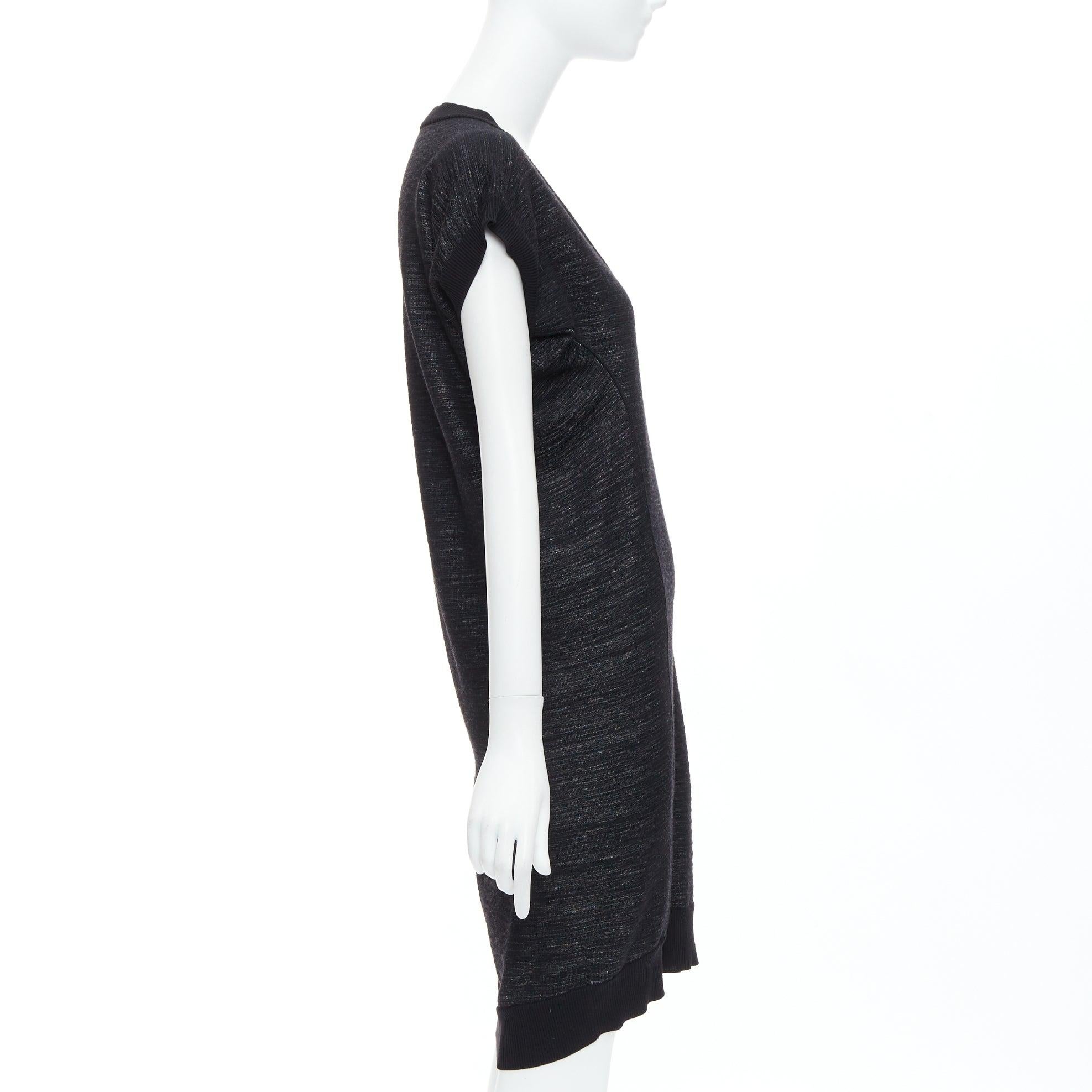 Women's YVES SAINT LAURENT black superfine merino wool 140 batwing dress S For Sale
