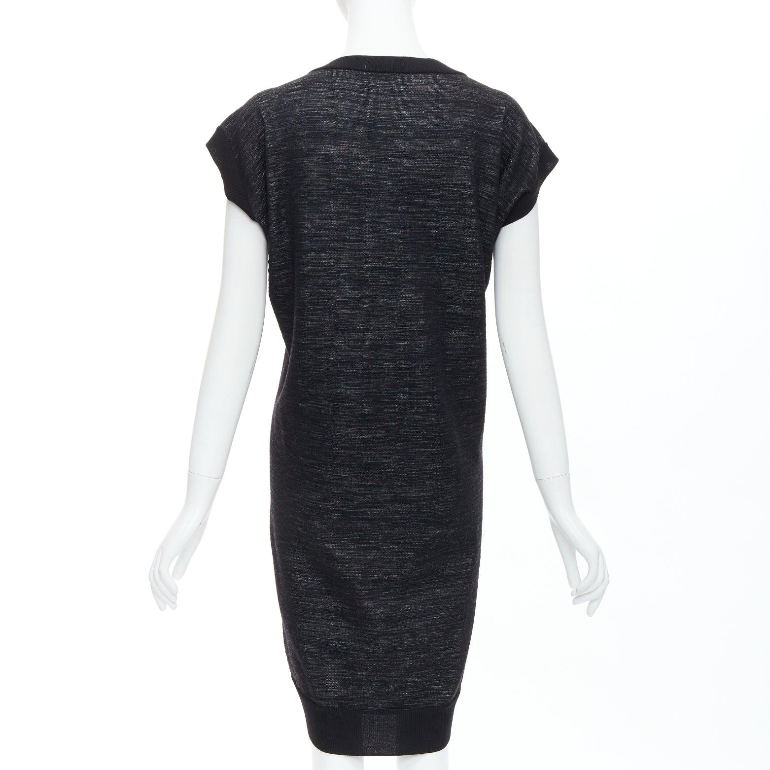 YVES SAINT LAURENT black superfine merino wool 140 batwing dress S For Sale 1