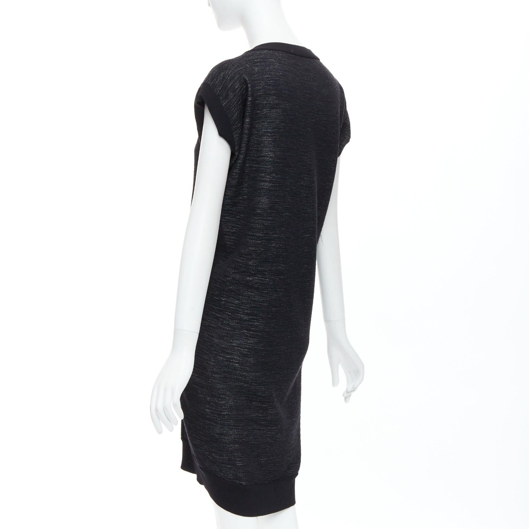 YVES SAINT LAURENT black superfine merino wool 140 batwing dress S For Sale 2