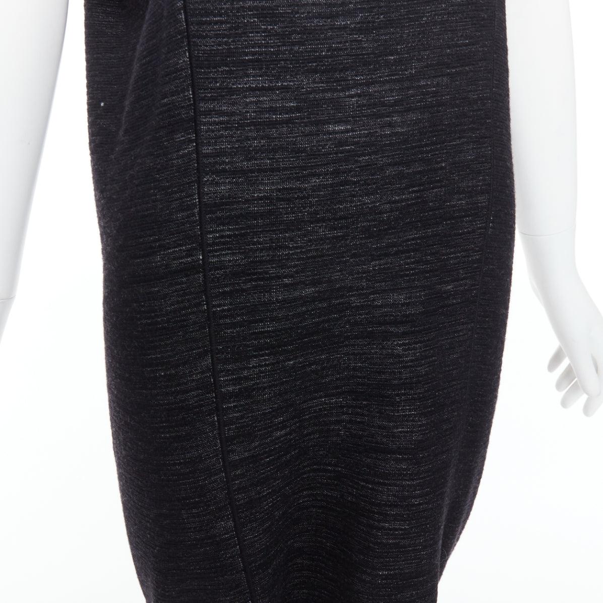 YVES SAINT LAURENT black superfine merino wool 140 batwing dress S For Sale 3