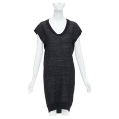 YVES SAINT LAURENT black superfine merino wool 140 batwing dress S