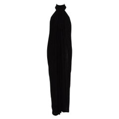 Yves Saint Laurent Black Terry Halter neck Maxi Dress XL