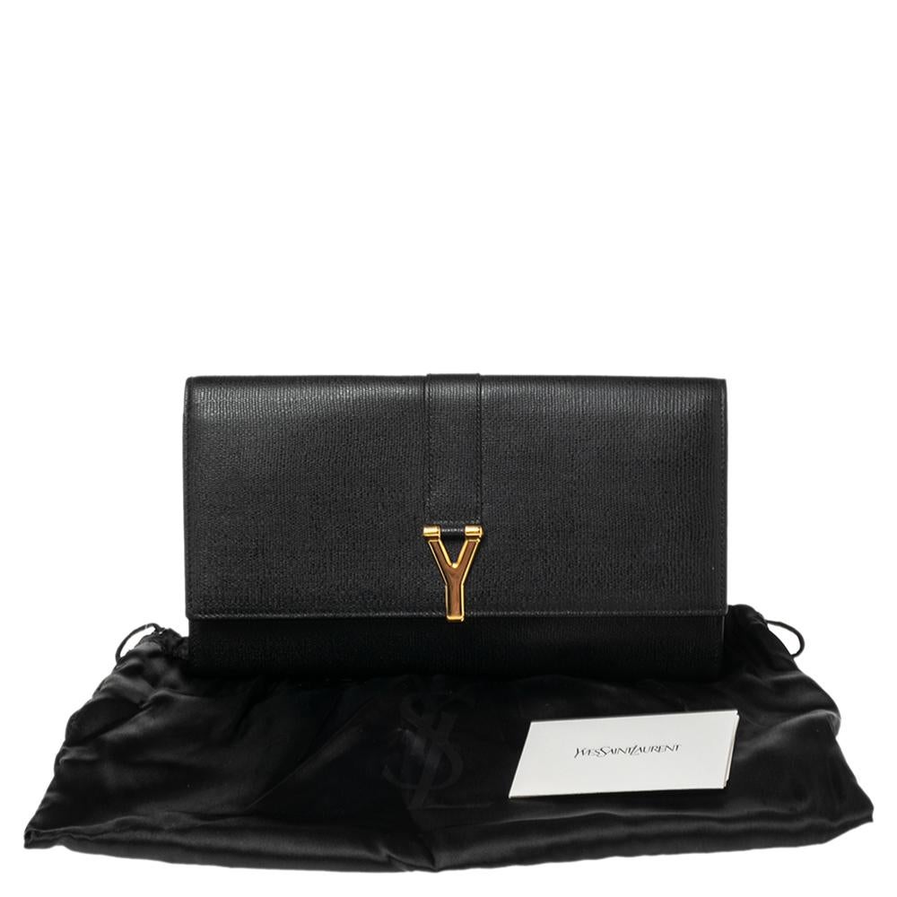 Yves Saint Laurent Black Textured Leather Document Clutch 9