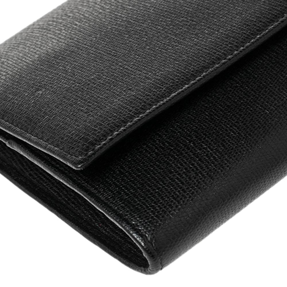 Yves Saint Laurent Black Textured Leather Document Clutch 2