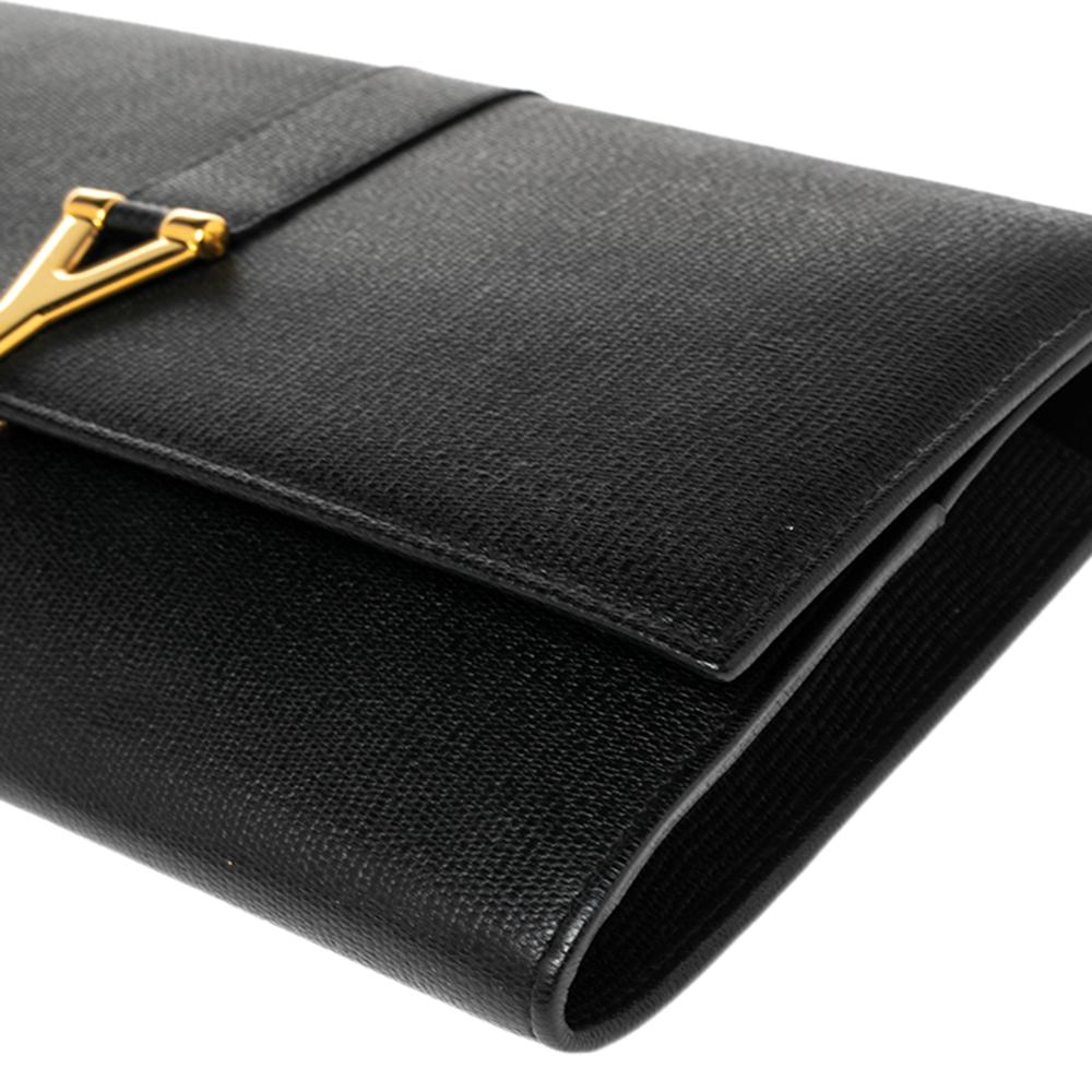 Yves Saint Laurent Black Textured Leather Document Clutch 3