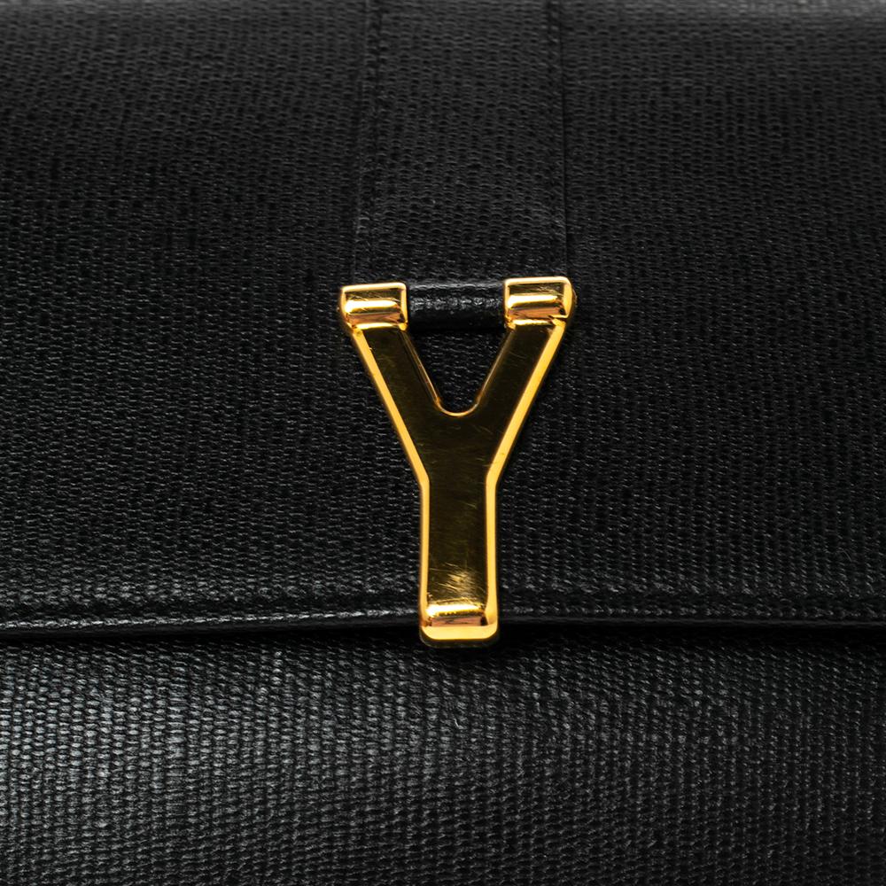 Yves Saint Laurent Black Textured Leather Document Clutch 4