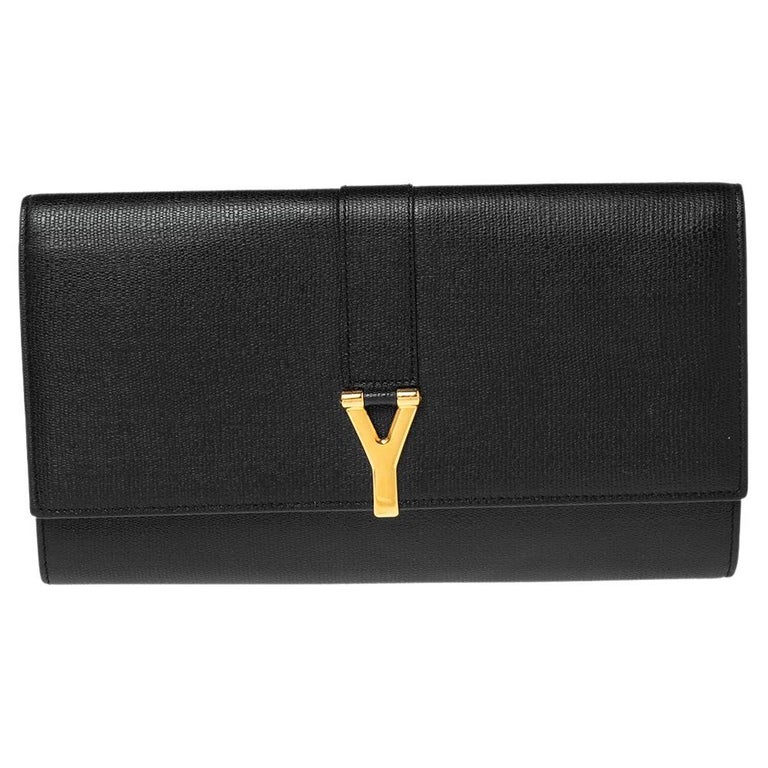 Yves Saint Laurent Black Textured Leather Document Clutch at 1stDibs