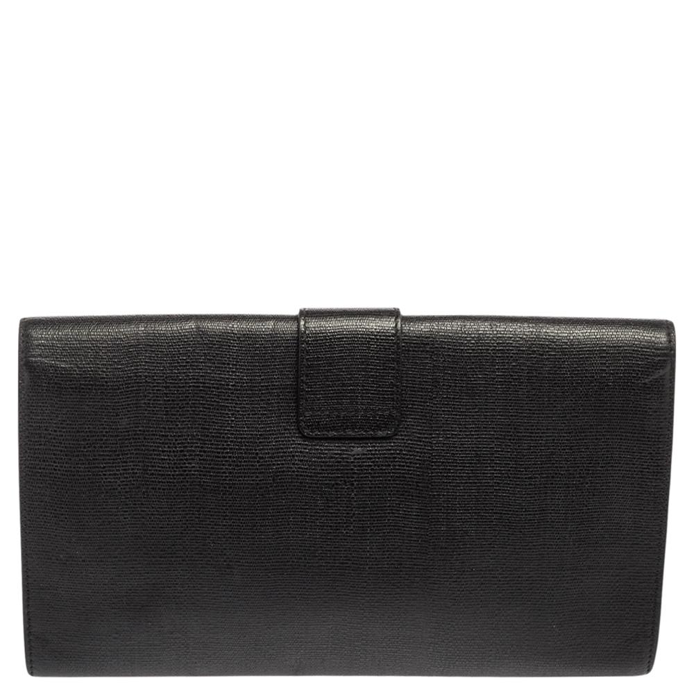 Yves Saint Laurent Black Textured Leather Y-Ligne Clutch 2