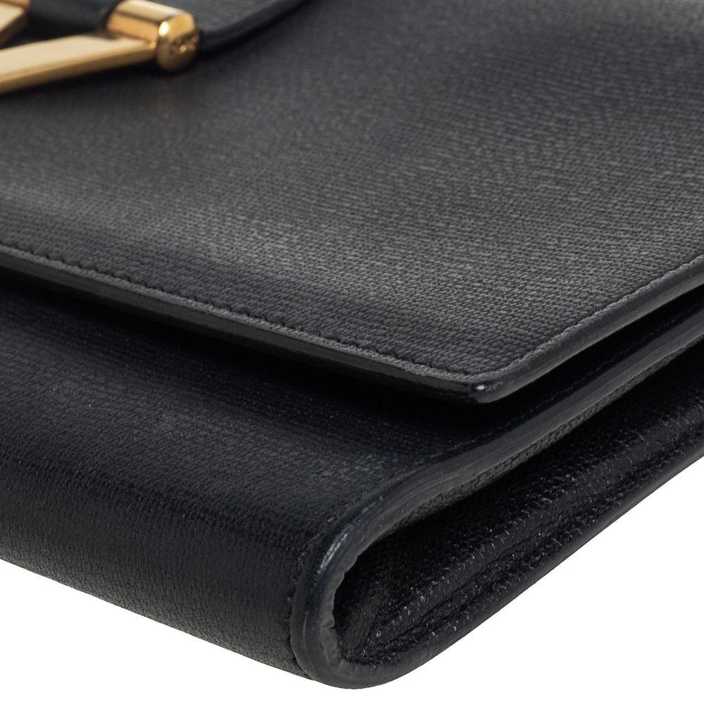 Yves Saint Laurent Black Textured Leather Y-Ligne Clutch 3