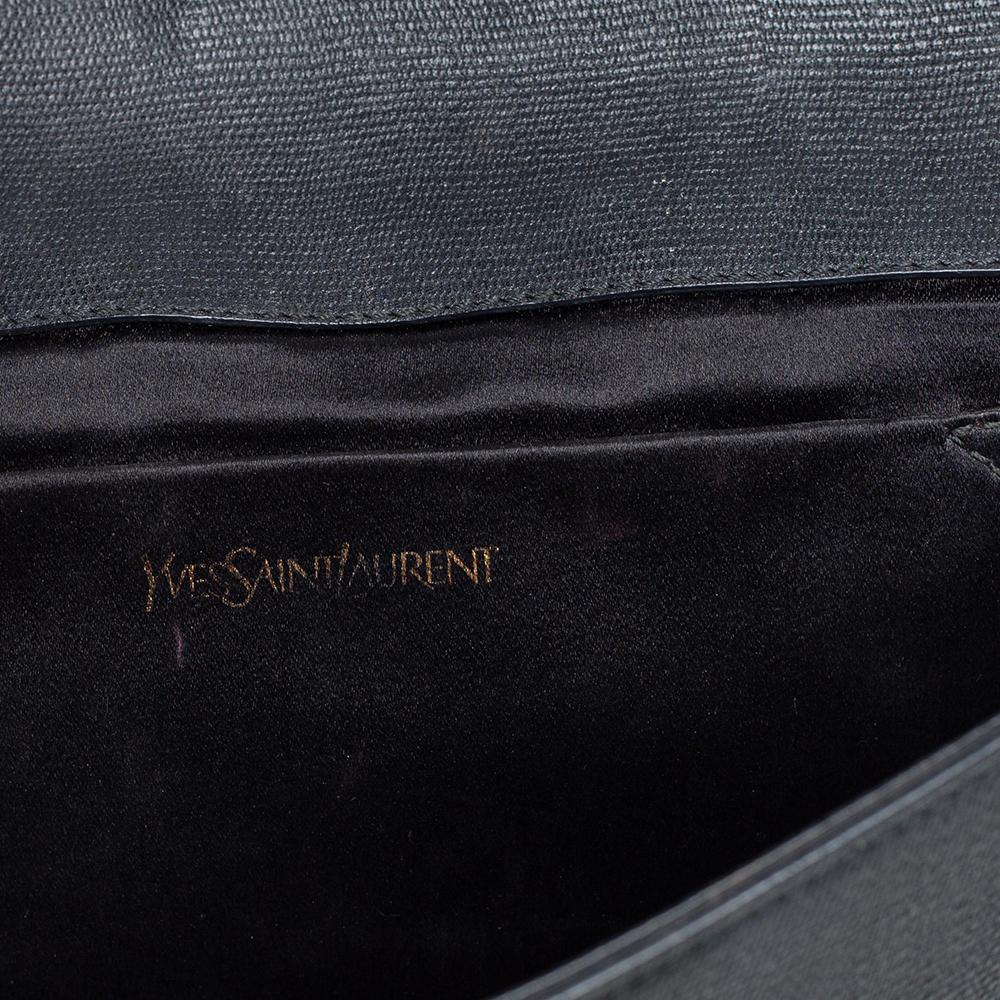 Yves Saint Laurent Black Textured Leather Y-Ligne Clutch 5