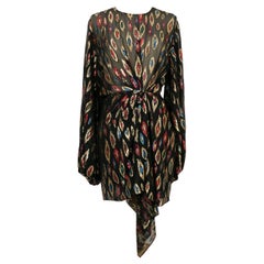 Yves Saint Laurent Vestito trasparente nero con fili di lurex multicolore