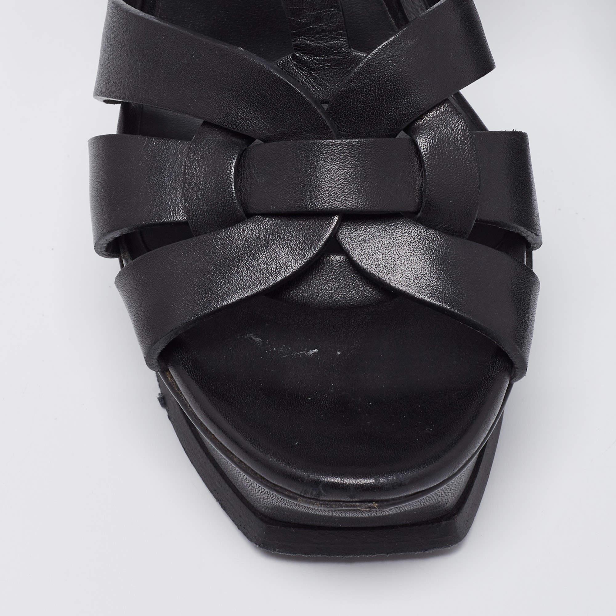 Yves Saint Laurent Black Tribute Platform Sandals Size 36 3
