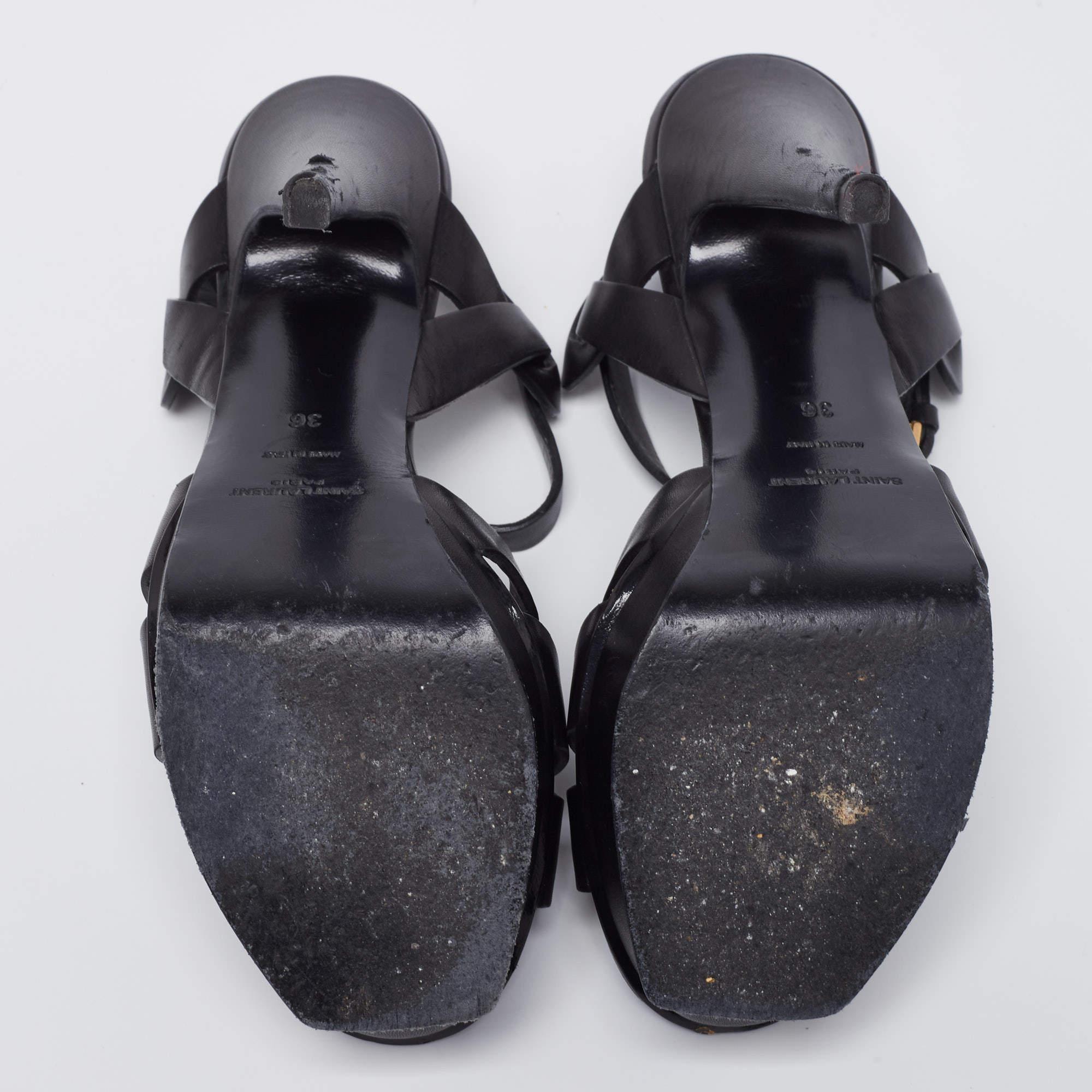 Yves Saint Laurent Black Tribute Platform Sandals Size 36 4
