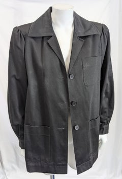 Early Yves Saint Laurent Black Twill Work Jacket