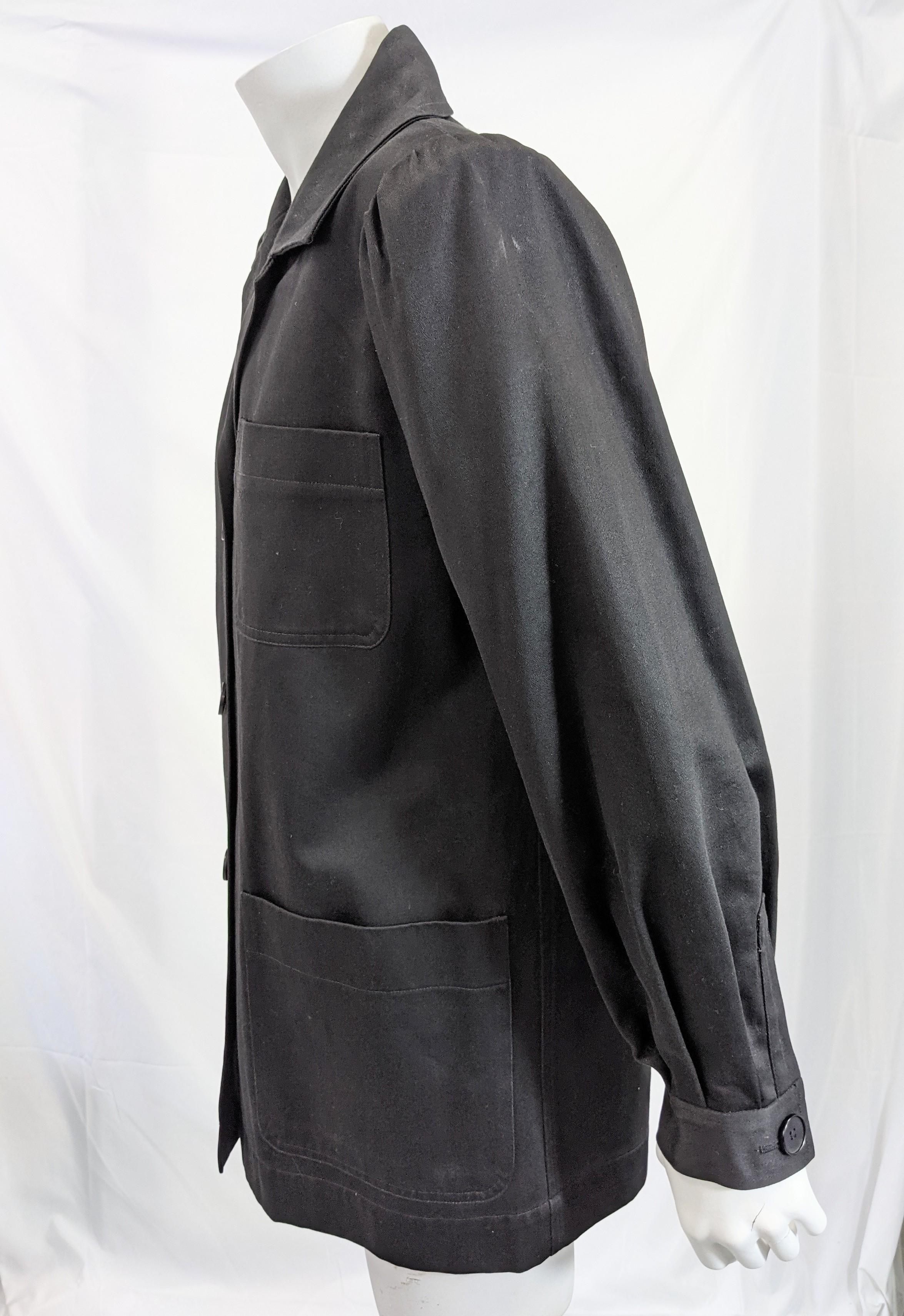 Early Yves Saint Laurent Black Twill Work Jacket In Good Condition For Sale In New York, NY