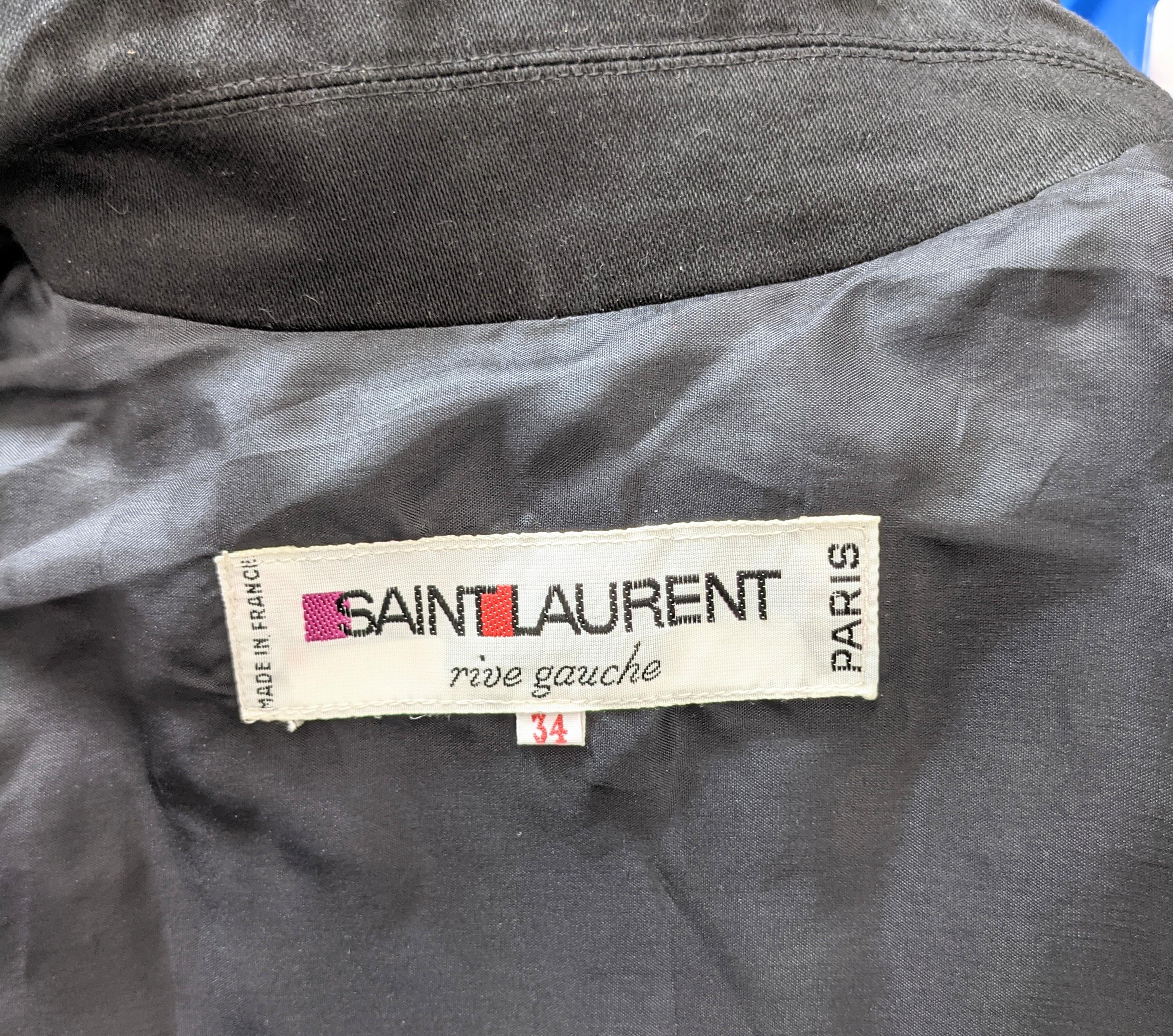 Early Yves Saint Laurent Black Twill Work Jacket For Sale 2