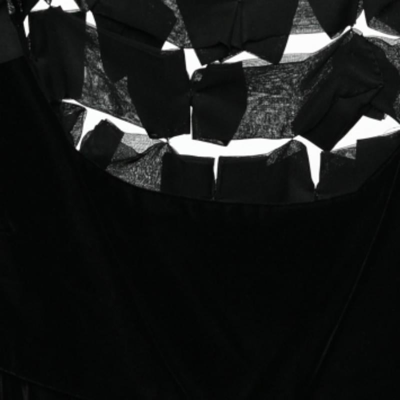 Yves Saint Laurent Black Velvet Bow Applique Midi Dress M For Sale 2