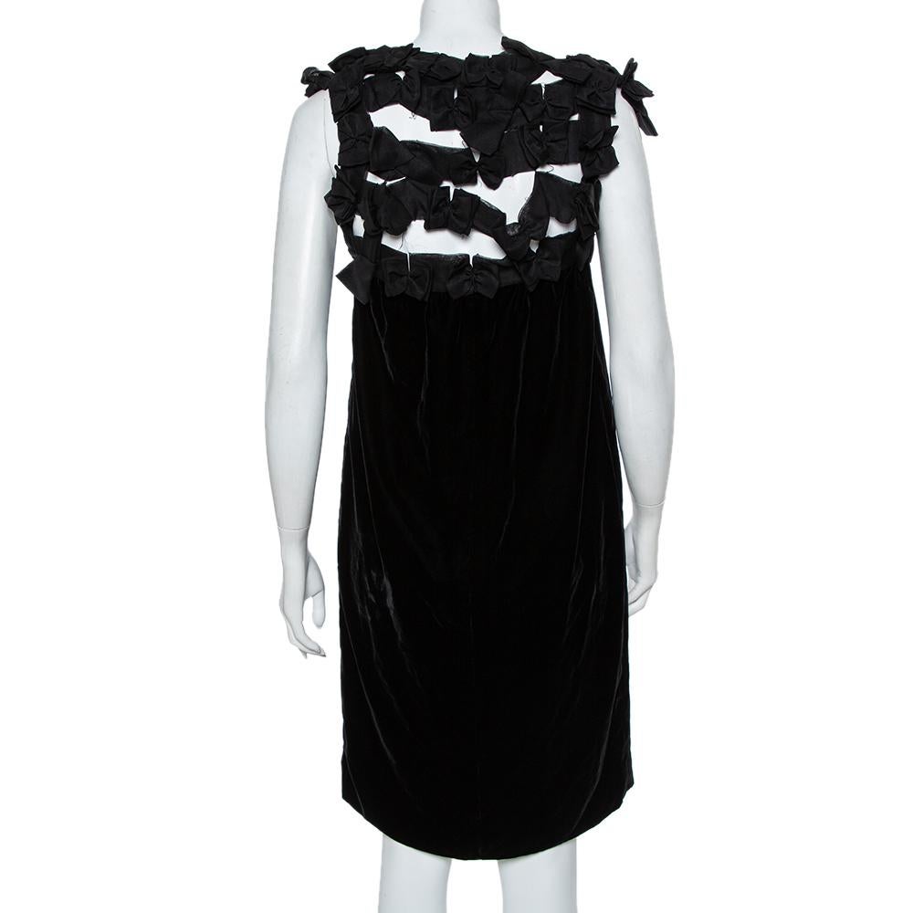 black velvet bow shift mini dress