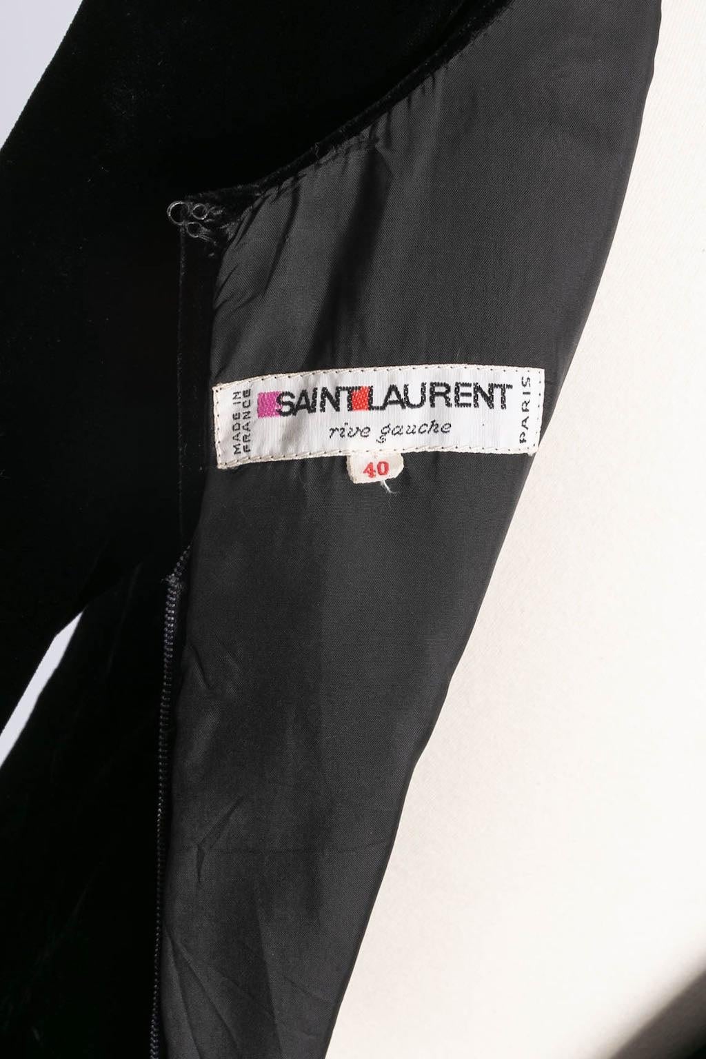 Yves Saint Laurent Black Velvet Embellished with Flowers Dress 4