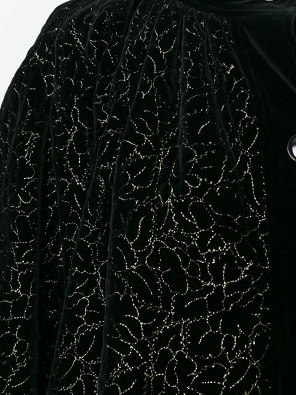 Yves Saint Laurent Black Velvet Embroidered Coat In Excellent Condition In Paris, FR