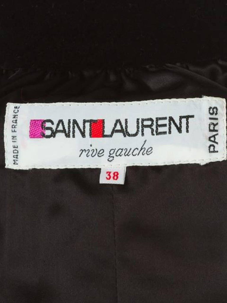 Yves Saint Laurent Black Velvet Embroidered Coat For Sale at 1stDibs