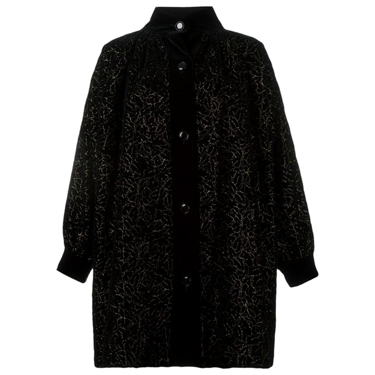 Yves Saint Laurent Black Velvet Embroidered Coat