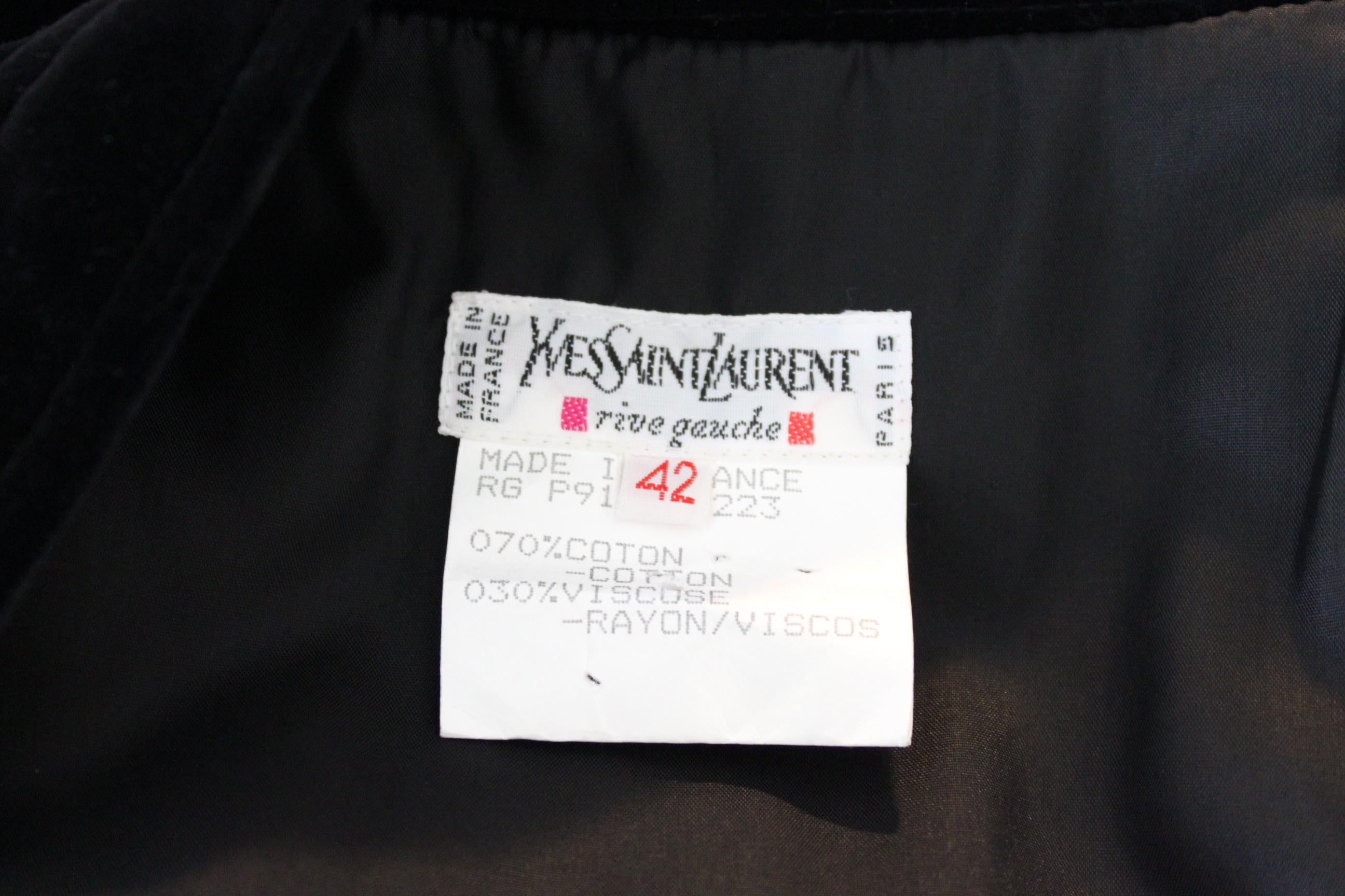 Yves Saint Laurent Black Velvet Evening Skirt For Sale 1