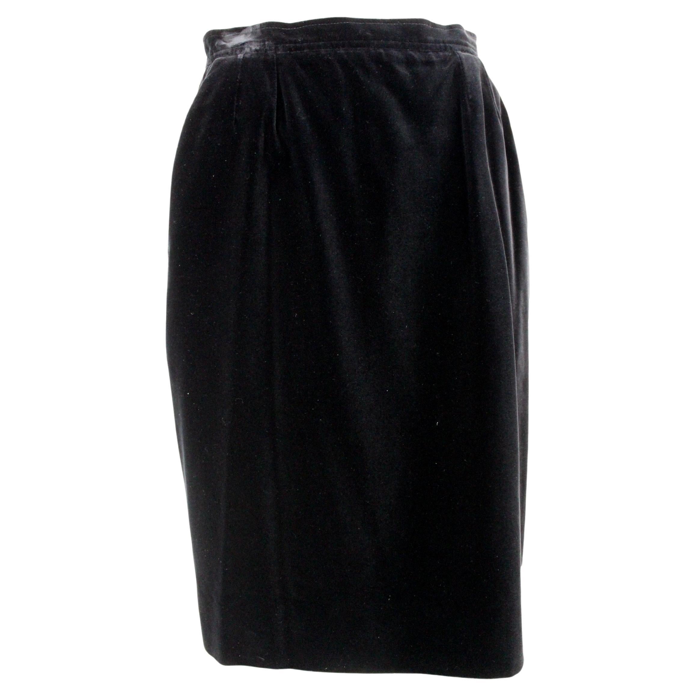 Yves Saint Laurent Black Velvet Evening Skirt For Sale