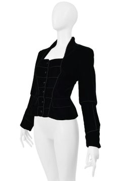 Yves Saint Laurent Black Velvet Jacket With Button Front